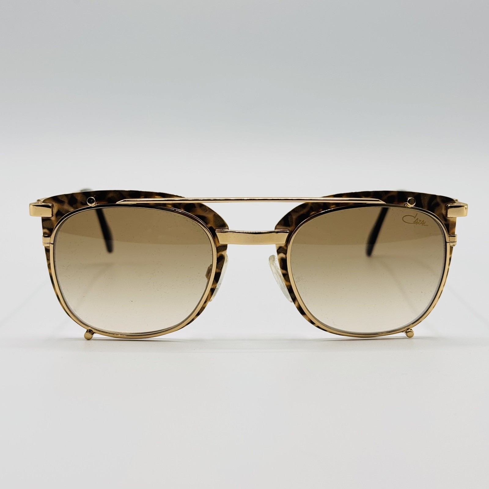 Cazal Sunglasses 9077 002 Gold Leopard Print Frame Brown Gradient Lens 50mm NEW