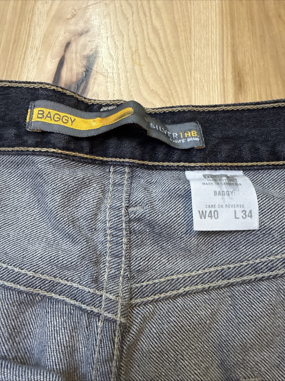 Levi’s Silvertab Men’s Baggy Straight Jeans Black Denim Dark Wash Size 40×34