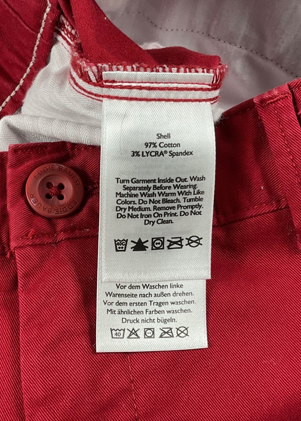 Eddie Bauer Shorts Womens Sz 12 Red Legend Wash Slightly Curvy Stretch Pockets