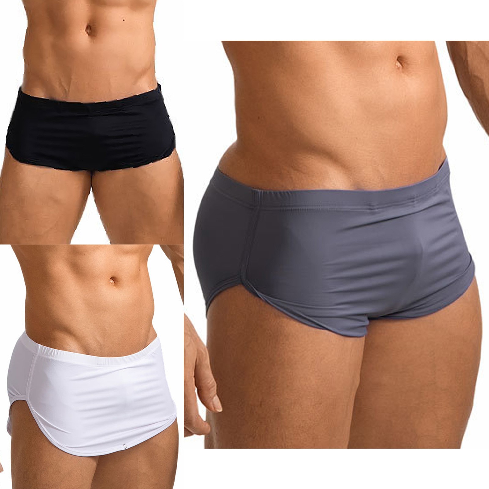 Men Shorts Cycling Underwear Trunks Briefs Gym Adults Sides Split Summer Boxer