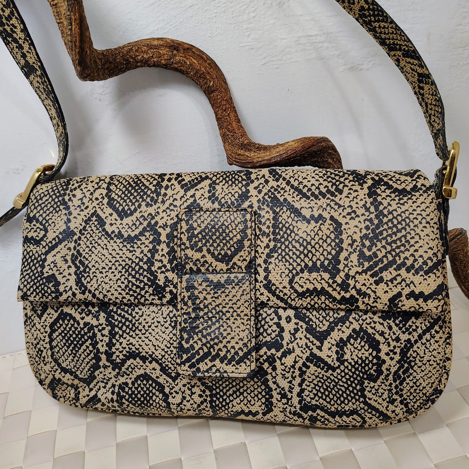 OHH! ASHLEY Leather Snakeskin Print Unique Design Handbag Purse-made in USA