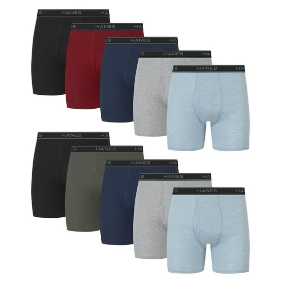 Hanes Men’s Value Pack Assorted Boxer Briefs – Set of 10