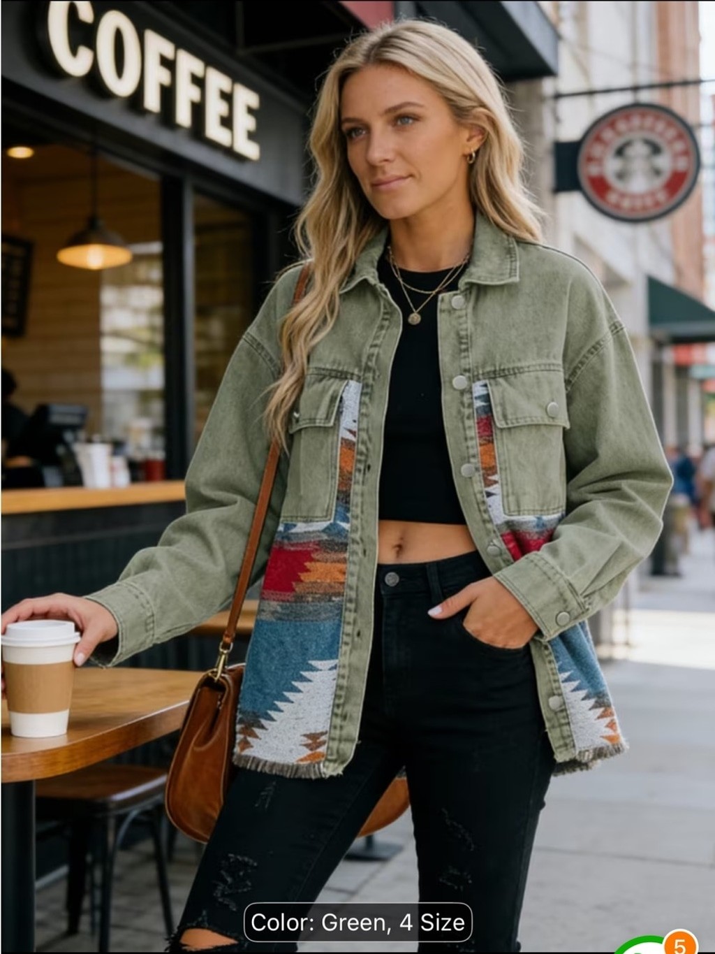 Green Southwestern Patchwork Utility Jacket size S