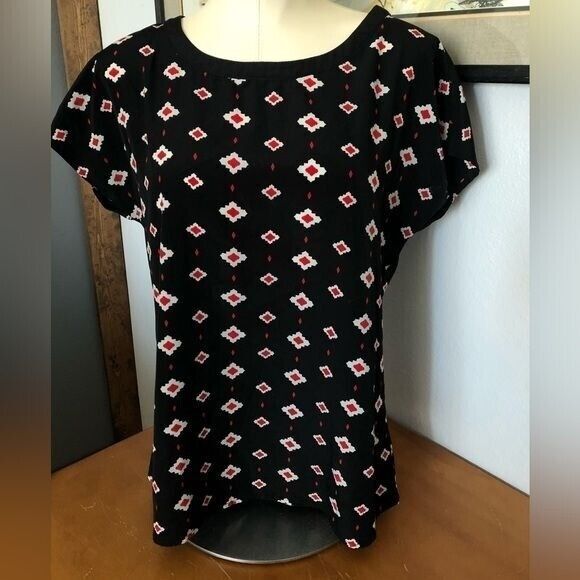 Pleione Black Patterned Blouse