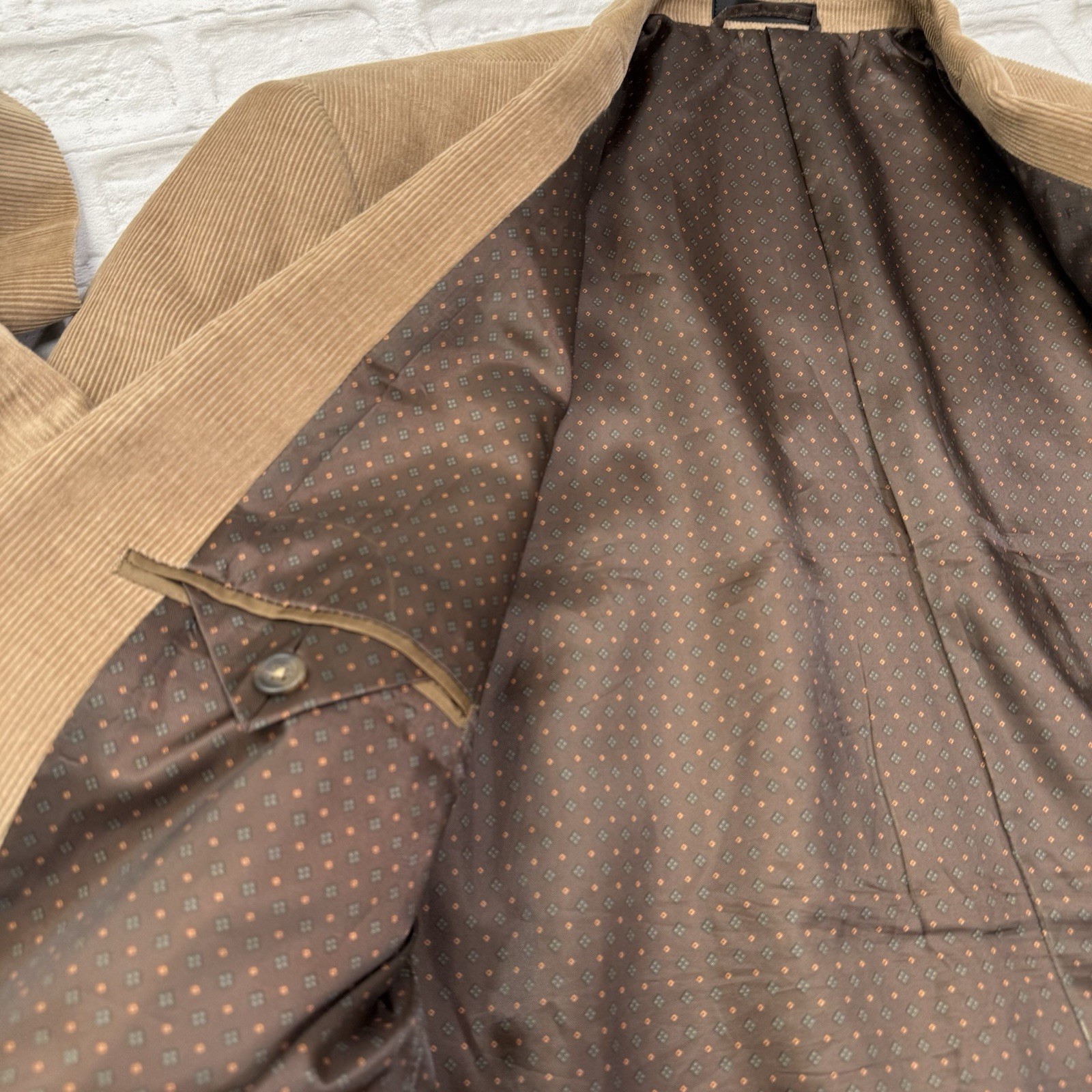 Vtg Chaps Corduroy Blazer Sport Coat 46R Elbow Patches Sport Coat Tan Suit Jacke