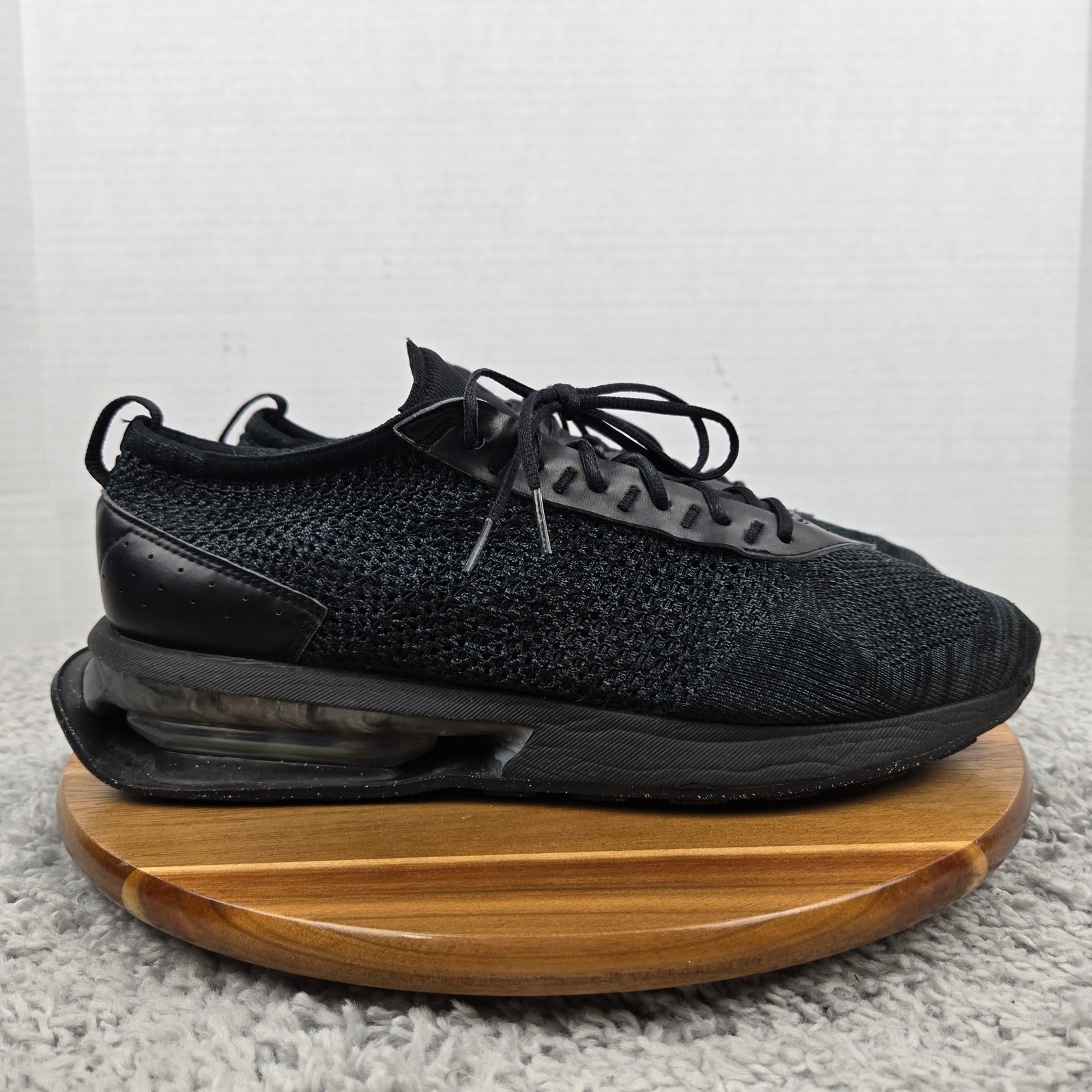 Nike Mens 12 Air Max Flyknit Racer Triple Black Casual Daily Lifestyle Sneaker