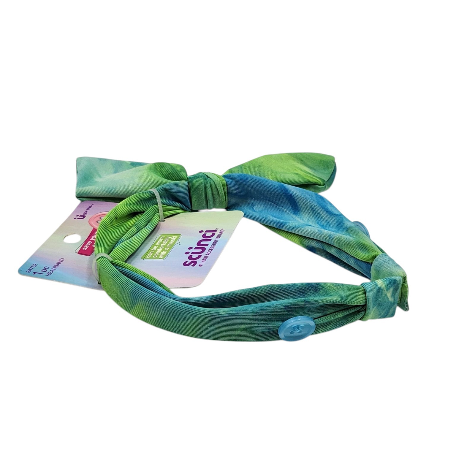 Scunci U Got This Headband with Buttons for Mask 3 Pcs Multicolor Tie Dye Set