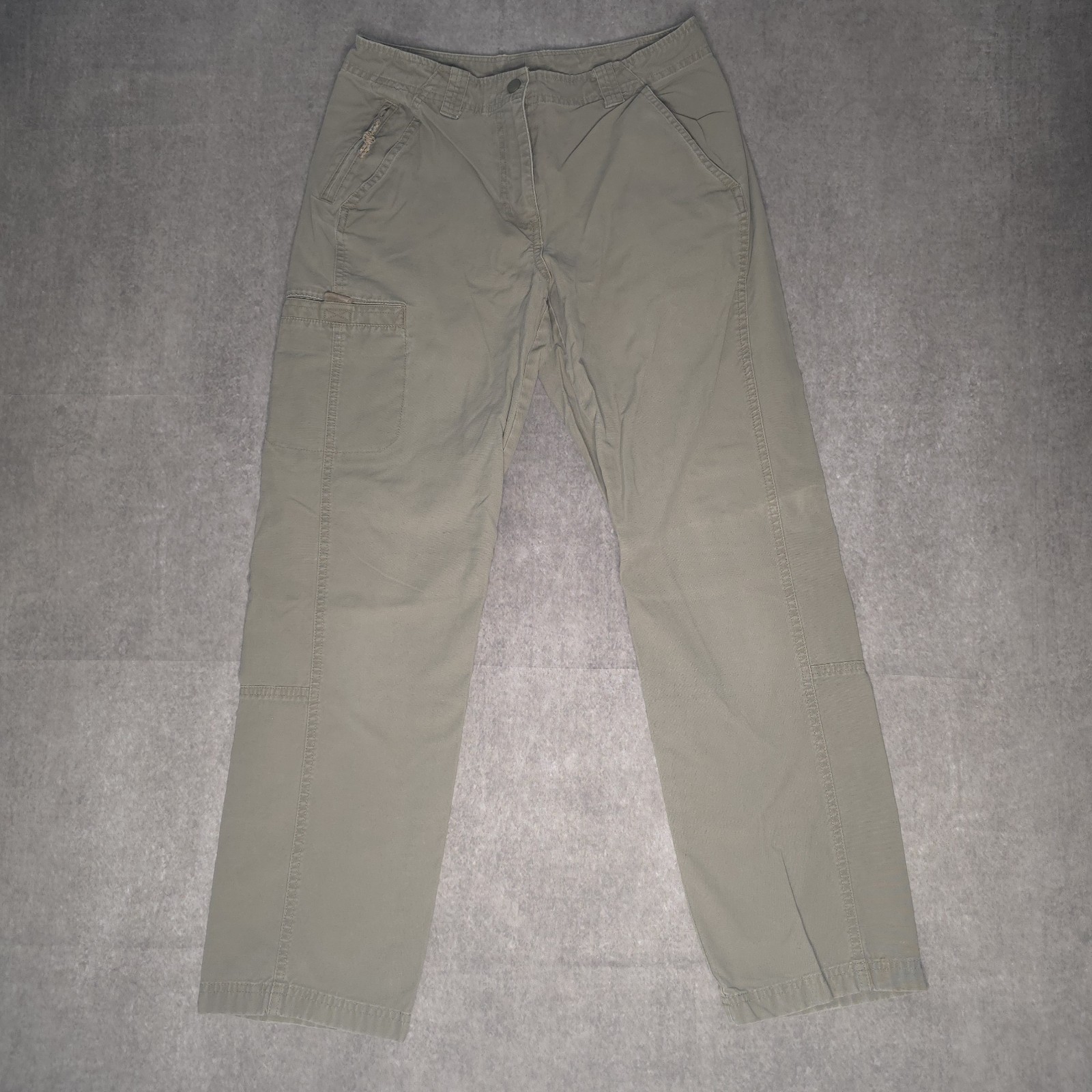 LL Bean Womens Cargo Pants Size 6 Reg Khaki Green Cotton Utility Hiking