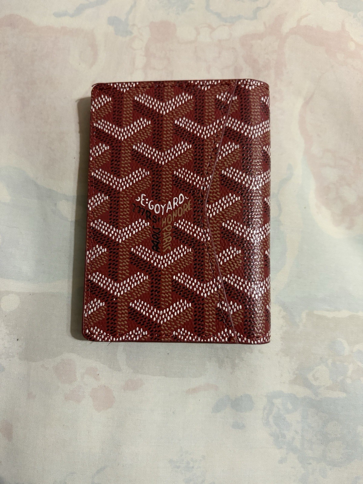 Goyard Burgundy Chevron Leather ID/Document Holder Wallet for Women