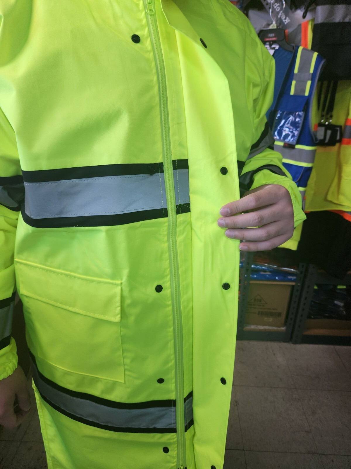 Yellow Safety Class 3 Rain Coat/JACKET/ High Visibility Reflective