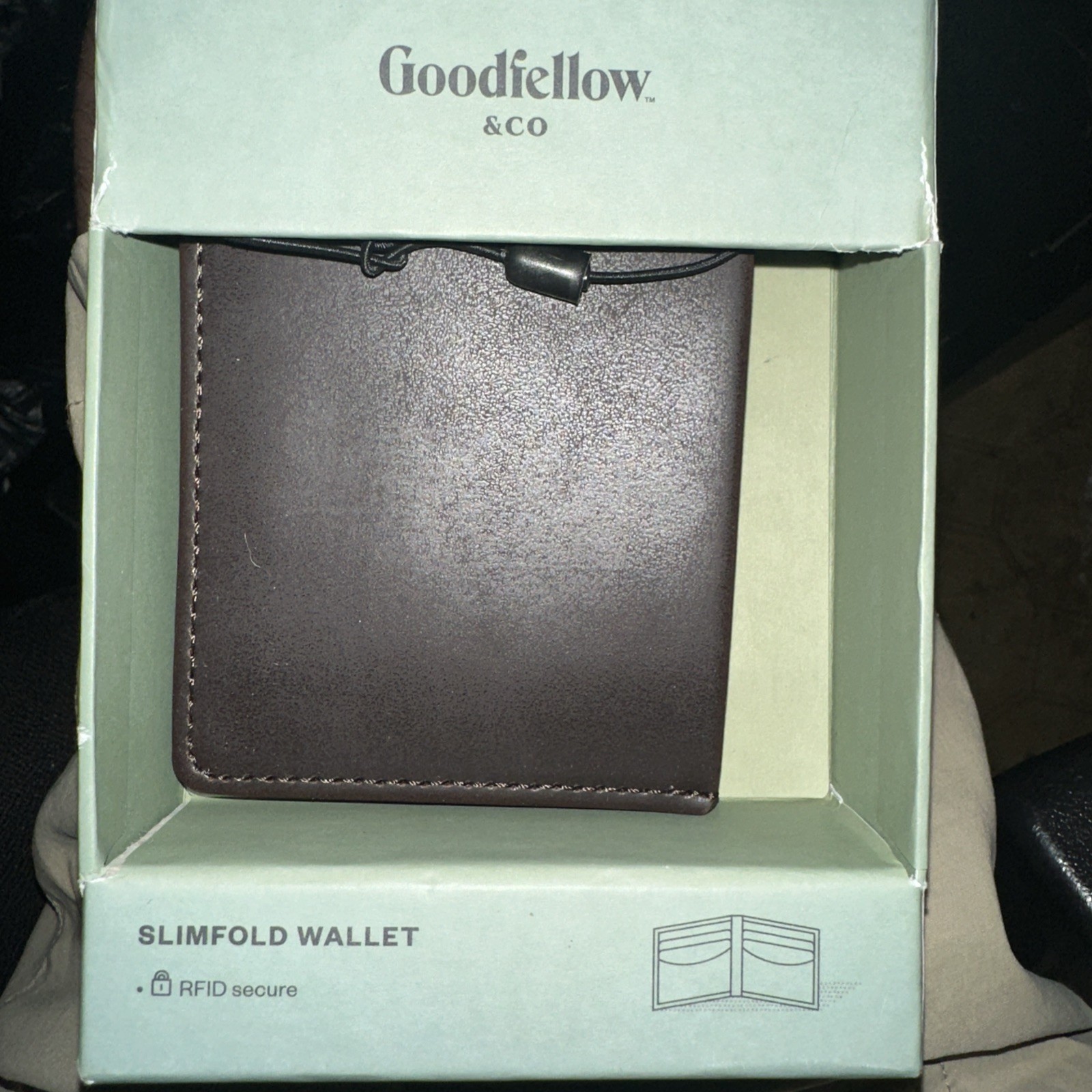 Mens Slimfold RFID Bifold micro Wallet Goodfellow Dark Brown 2 slot +ID & bill