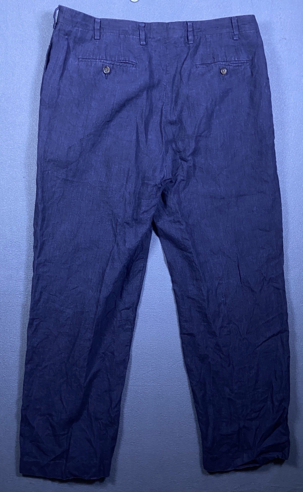 Nautica Rigger Linen Mens 38×32 (Measures 31) Navy Blue Pleated Pants Nautical