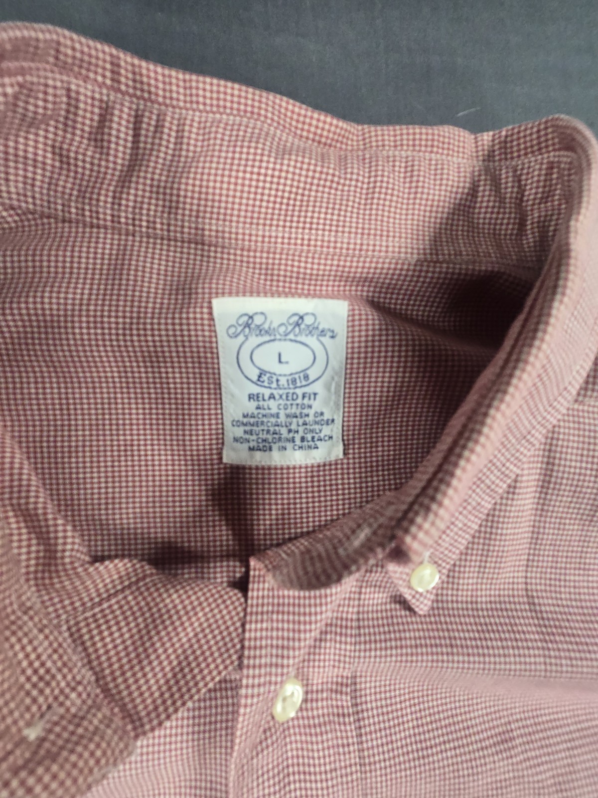 Brooks Brothers Shirt Large Men’s Relaxed Fit Red Gingham Cotton Button Down