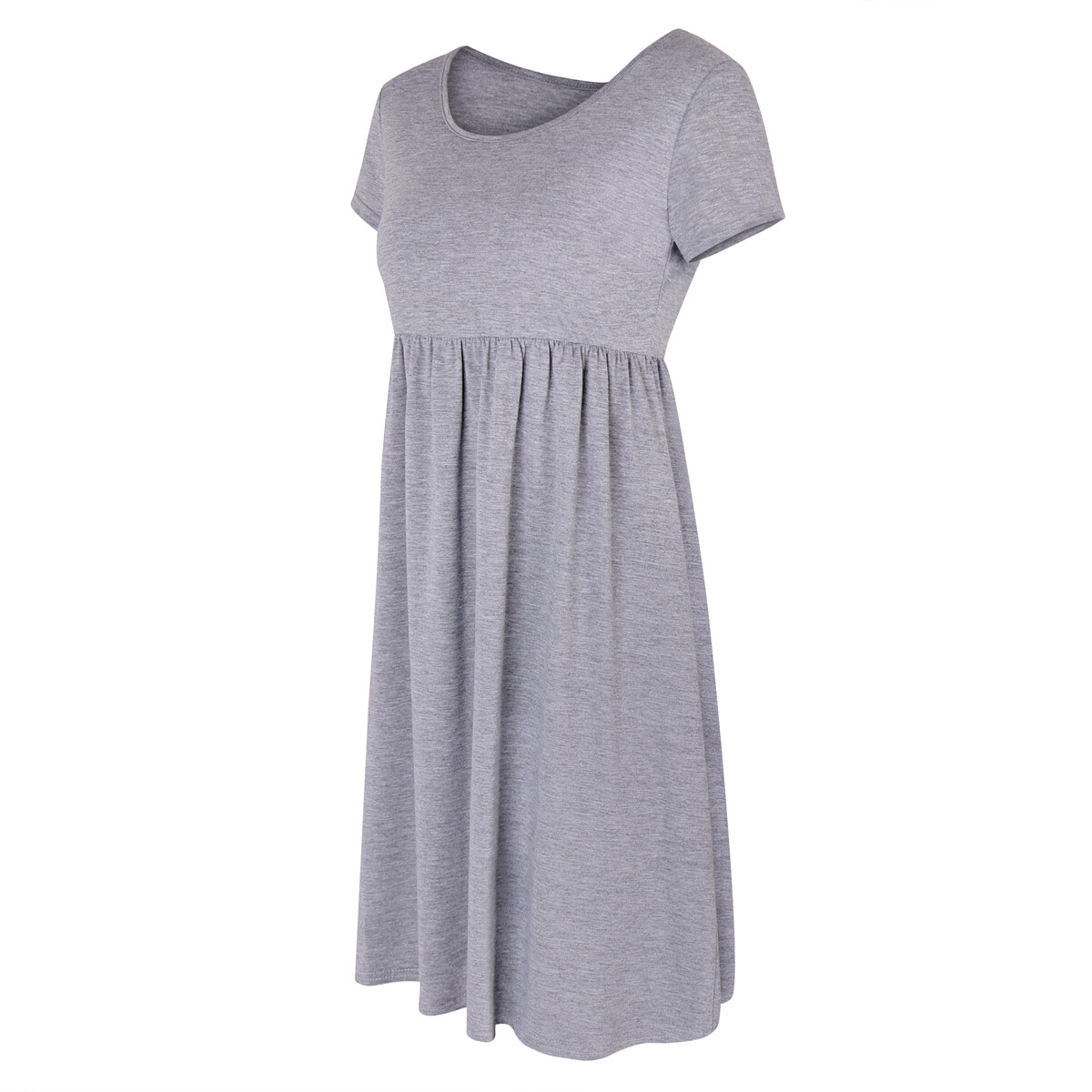 Women’s Short Sleeve Loose Tops Grey Casual Home Clothes Round Neck Soft Dress