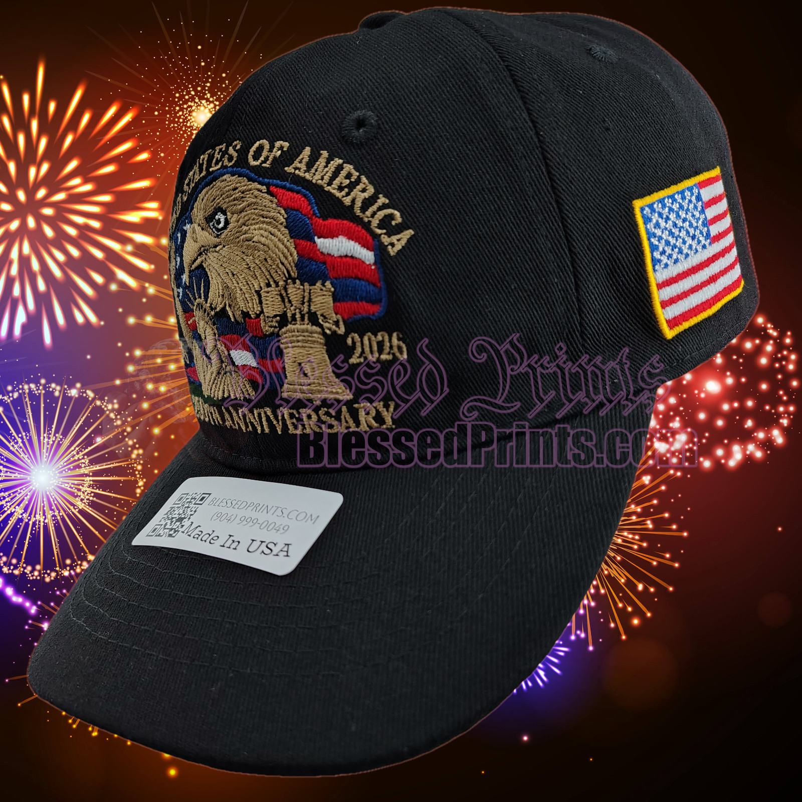 USA 250th Anniversary Hat Cap Eagle 1776 2026 Black Veteran Made In USA V2.0