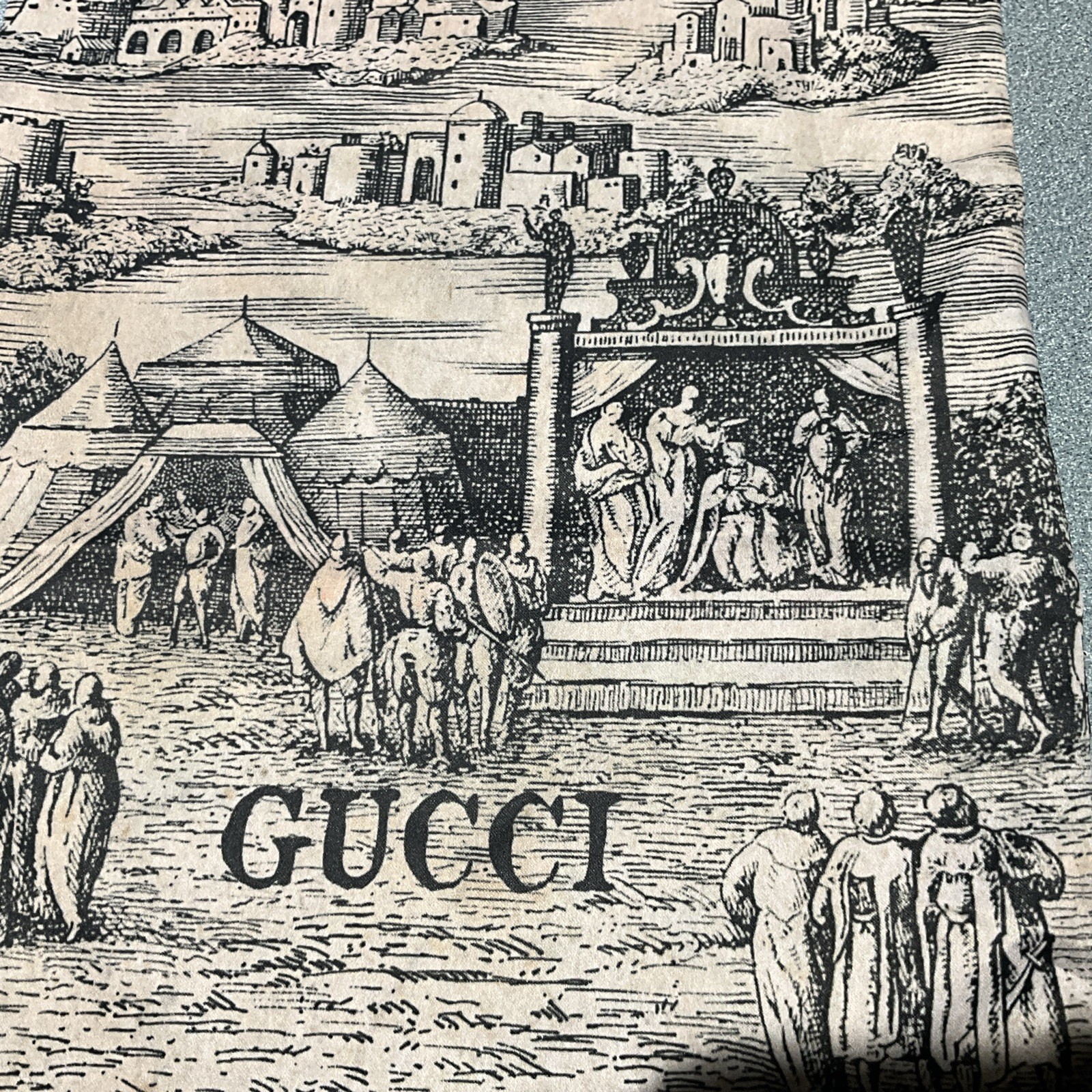 Gucci 8.75×18” Lim. Edition Castle Print Drawstring Travel Shoe Dust Bag FREE SH