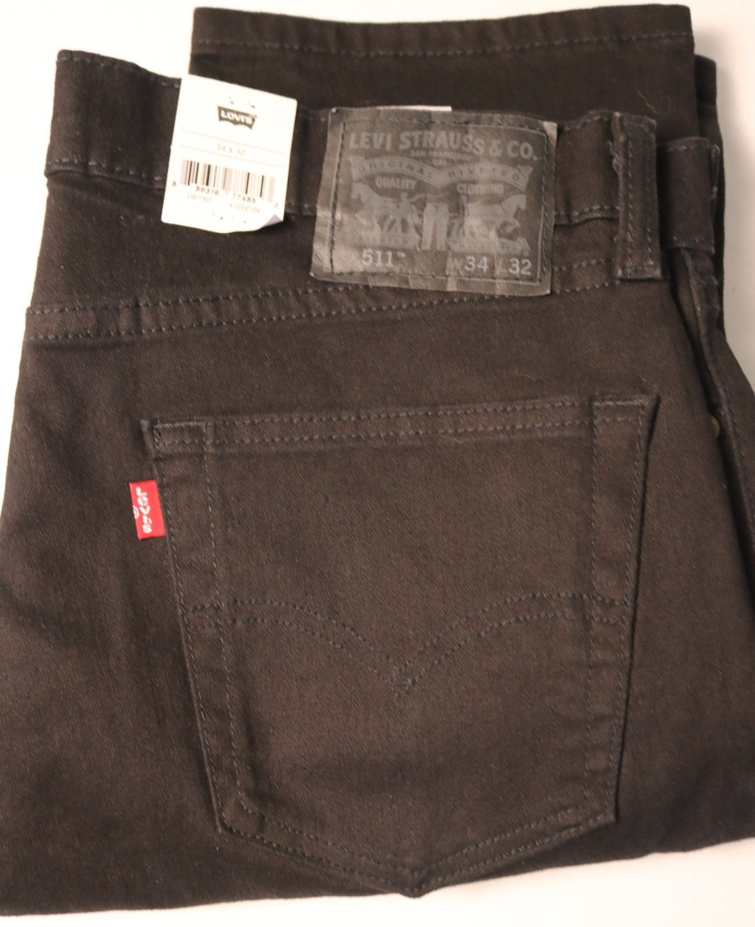 Levi’s 511 Flex Slim Fit Jeans Mens 34×32 Black Stretch WaterLess NWT