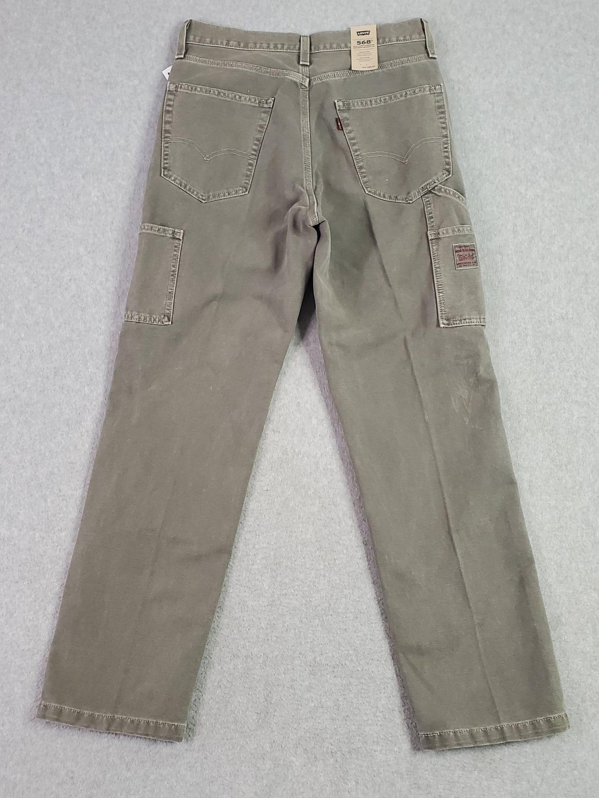 Levis 568 Stay Loose Carpenter Jeans FITS 29X30 tag sz 29×32 Gray Relaxed Canvas