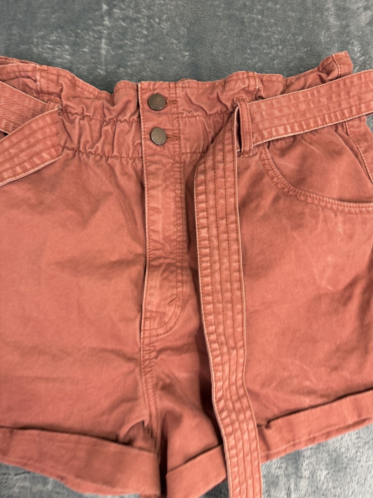 Abercrombie & Fitch Womens Rust Paperbag Belted Shorts Size M