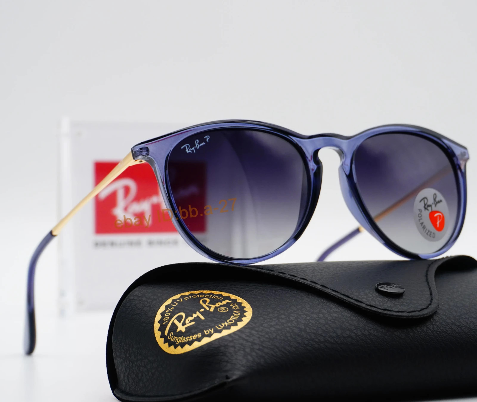 Ray-Ban Erika RB4171 Polarized Classic women Sunglasses Blue Frame Grey Lens