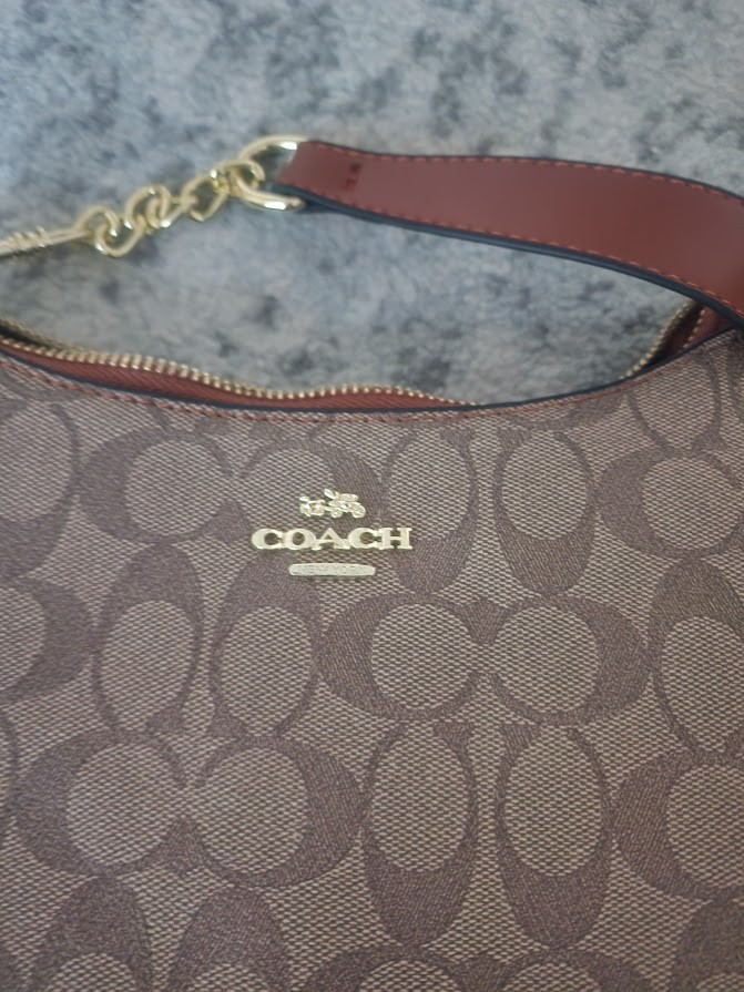 COACH Teri Signature Coated Canvas Tan Brown Excellent