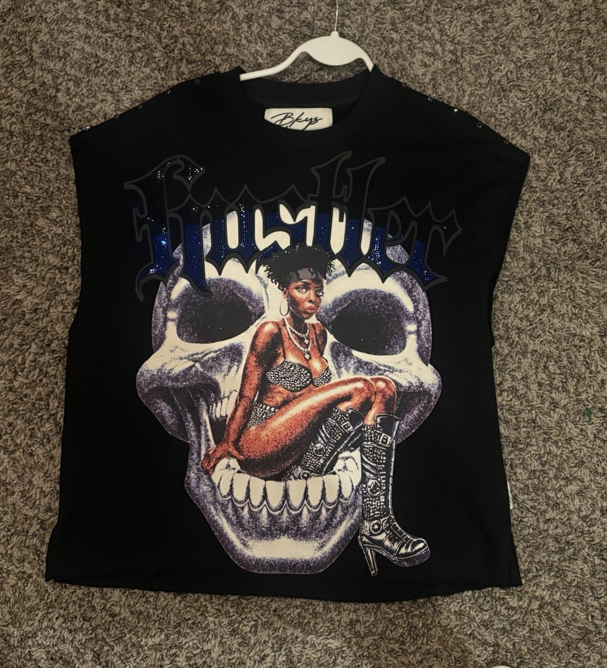 Bleys Black Double-Sided Skull Graphic Print Short Sleeve T-Shirt Unisex S