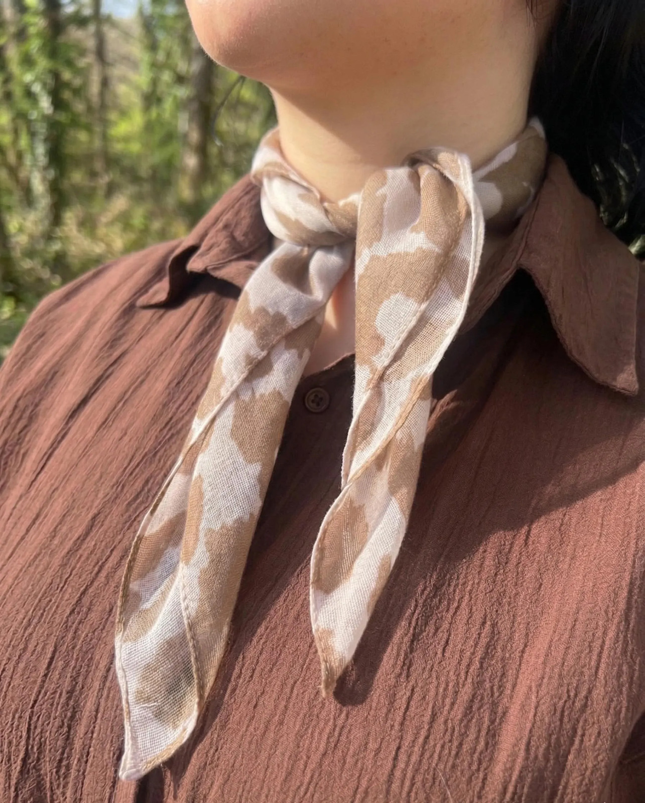 Leopard Print Cotton Bandana Boho Style Neck Scarf 19.7×19.7 in Handmade