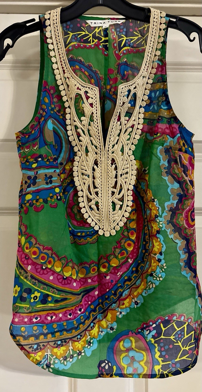 Trina Turk Silk Cotton Boho Old Money Quiet Luxury Resortcore Mob Wife Size 0