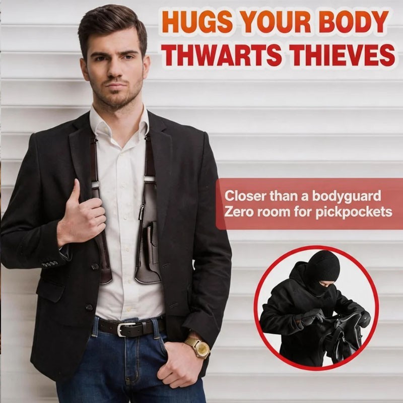 Adjustable Anti-Theft Underarm Shoulder Bag PU Leather Wallet Holster Bag