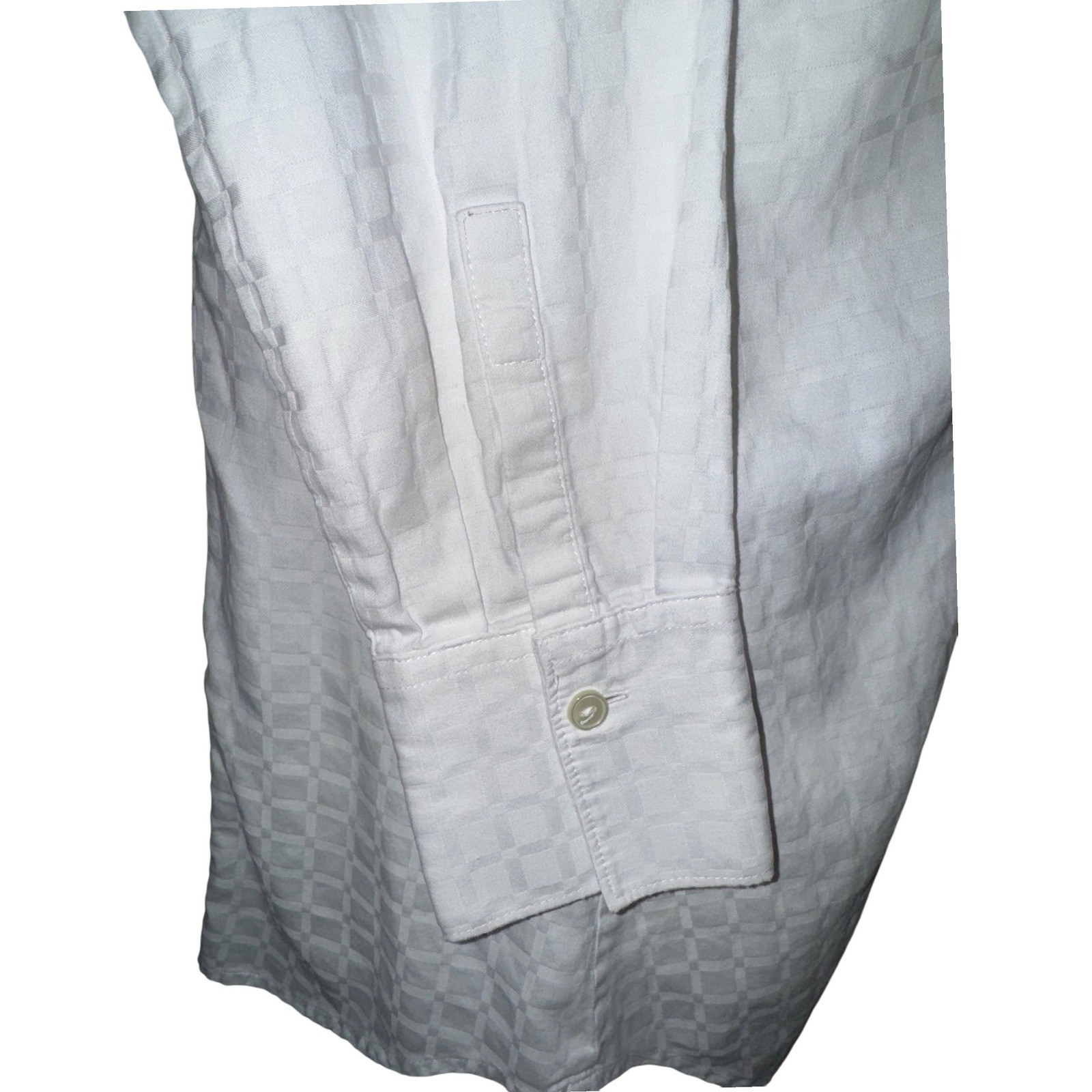 Hinson Wu White Tonal Checkered Jacquard Cotton Button Up Shirt Womens Size 4