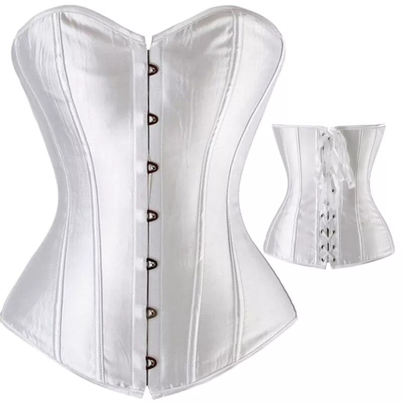 Women Lace Up Sexy Bustier Corset Overbust Burlesque Tops Lingerie Waist Cincher