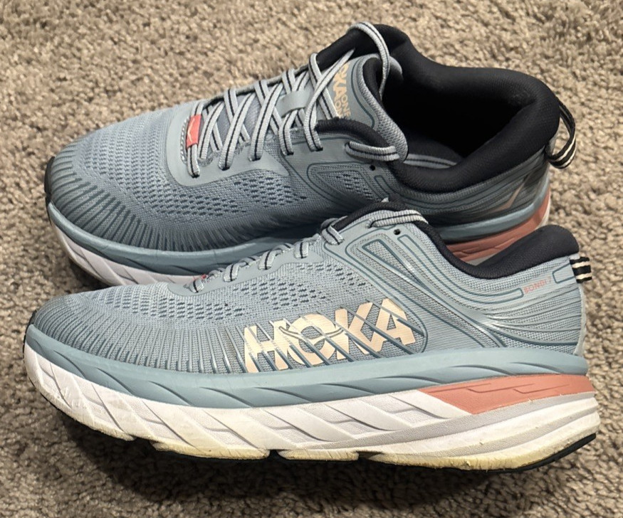 Hoka One One Bondi 7 1110519-BFOB Womens US 8 Running Shoes Blue Fog Sneakers