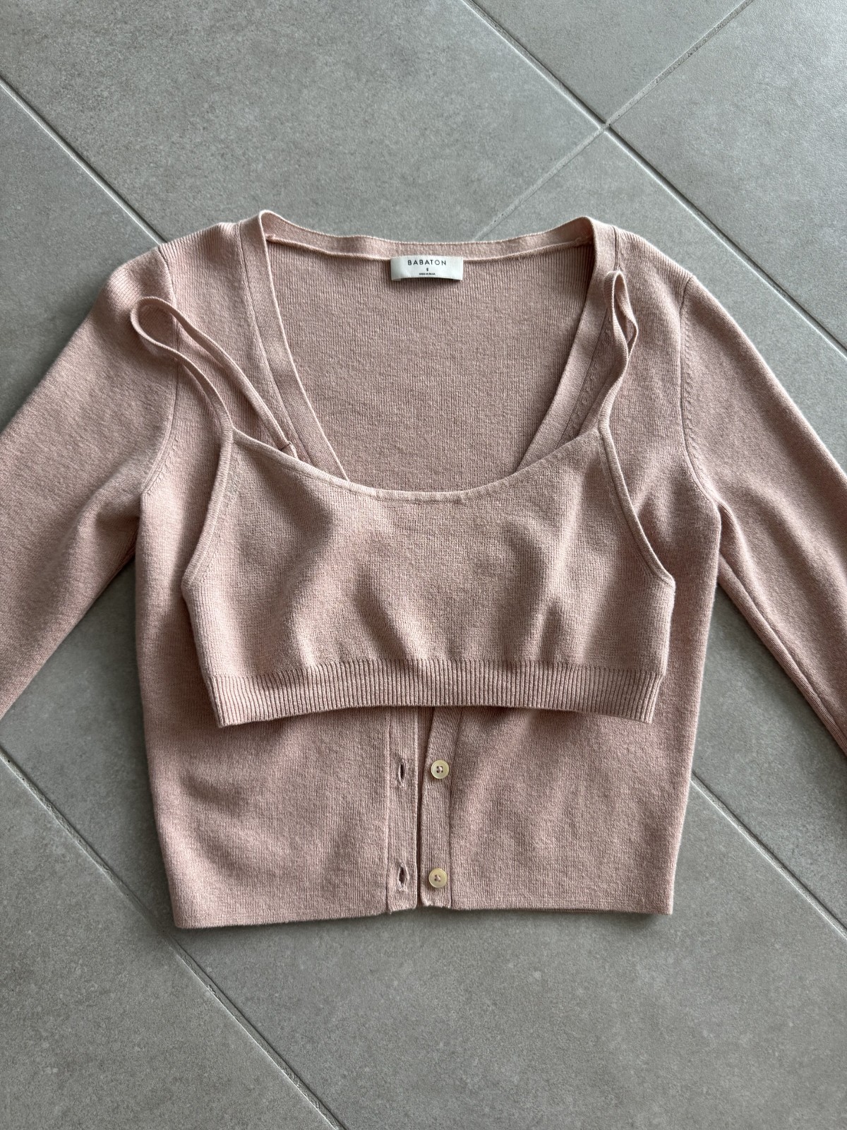 Babaton Womens Top (M) & Cardigan (S) Combo – Pink – Excellent