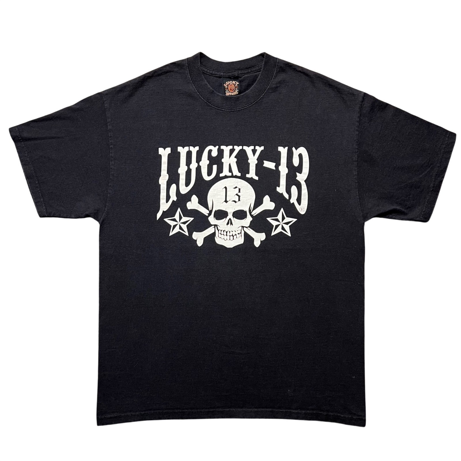 Vintage 90s Lucky 13 Apparel SoCal Skull Crossbones T Shirt Mens Large Black USA