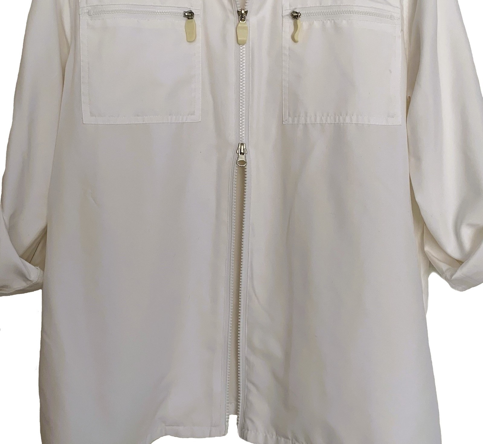 Spanner Sport White Two-Way Zip Jacket & Straight Cargo Pants Set – Sz L / 10