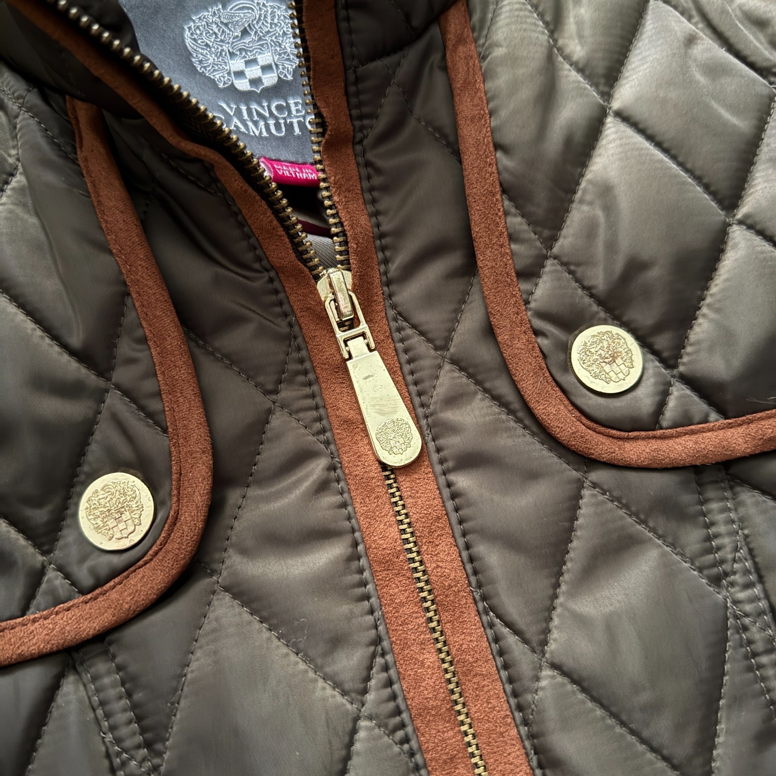 Vince Camuto – Women’s Diamond Quilted Green Equestrian Riding Jacket – Small