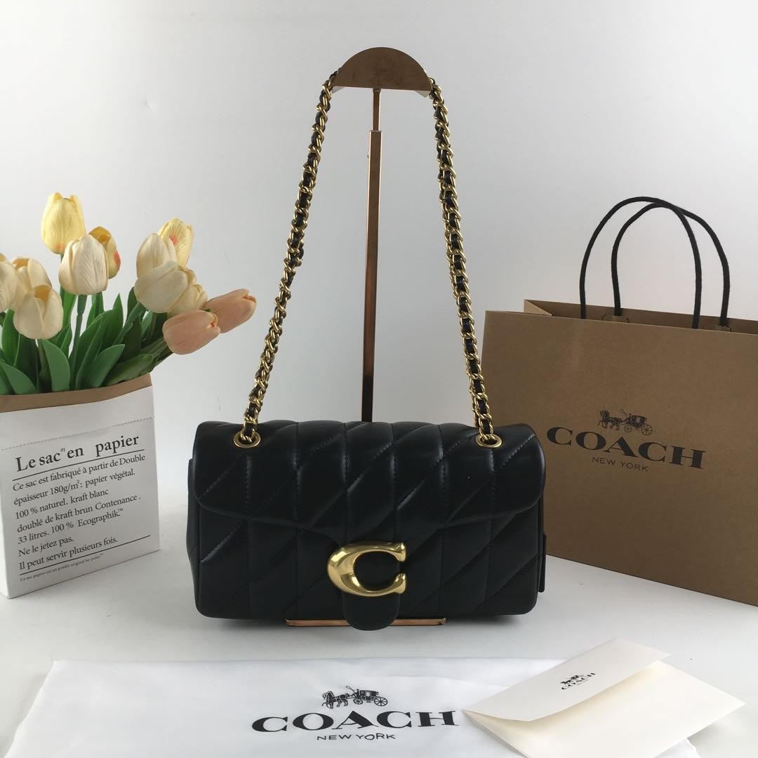 COACH CP150 Tabby 26 Quilted Shoulder Bag Leather Black Silver NEW Outlet