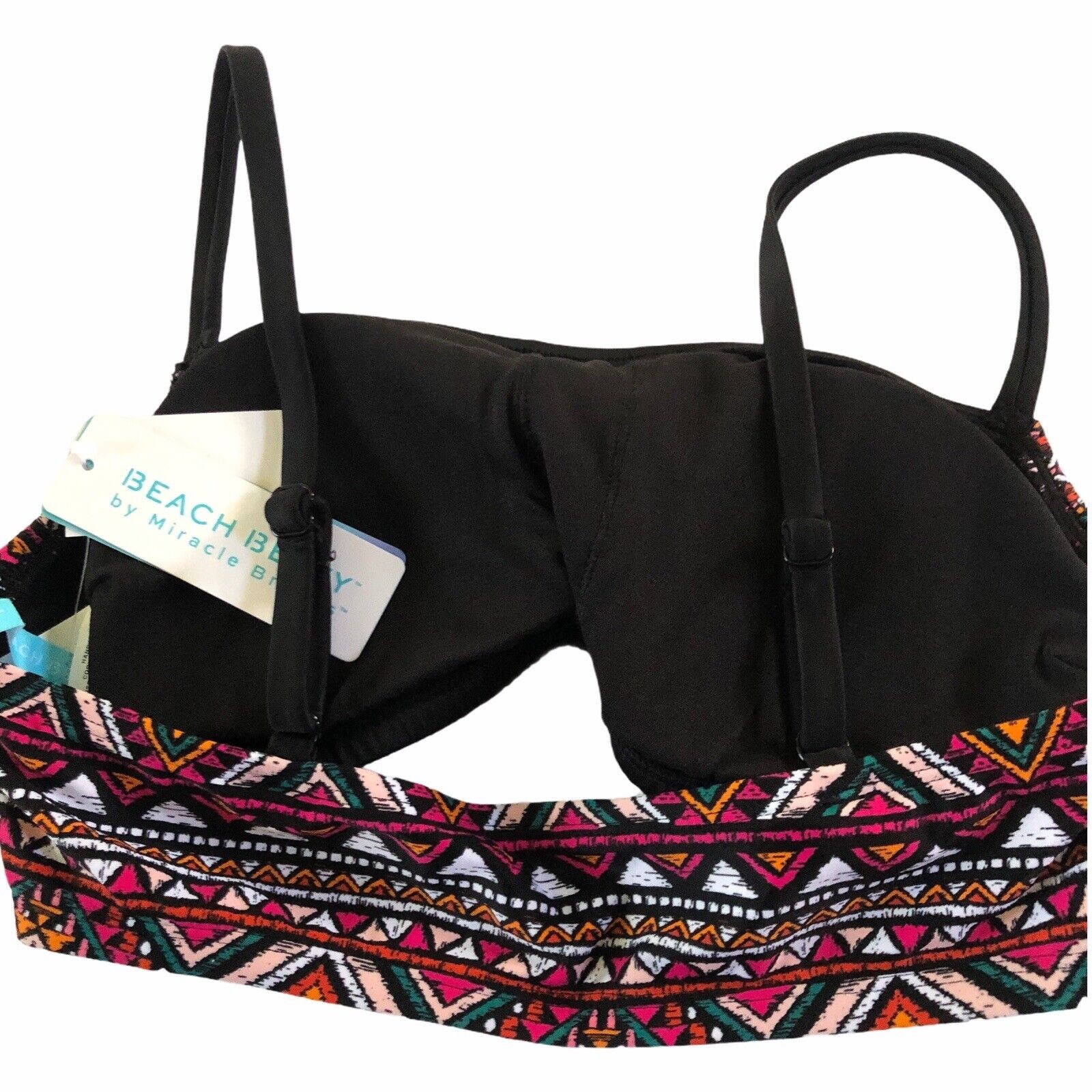 NWT Beach Betty Miracle Brands Medium Swim Top aztec boho black magenta #7241