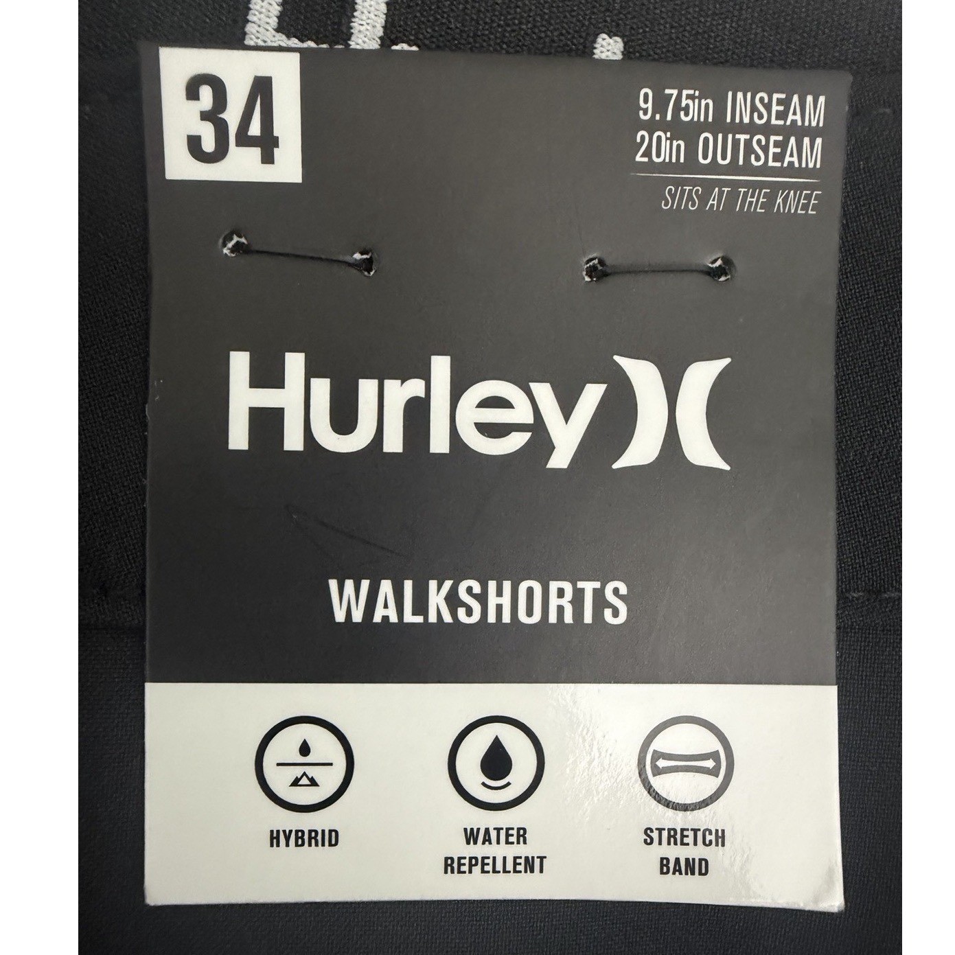 Hurley Men’s Black Size 34 Flex Terrain Hybrid Walking Shorts 9.75 In Inseam New