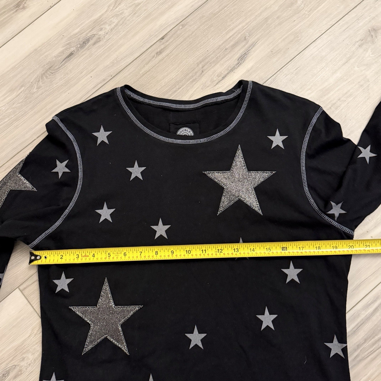 Double D Ranch Womens Long Sleeve Cotton Shirt Beaded Stars All Over Size XL