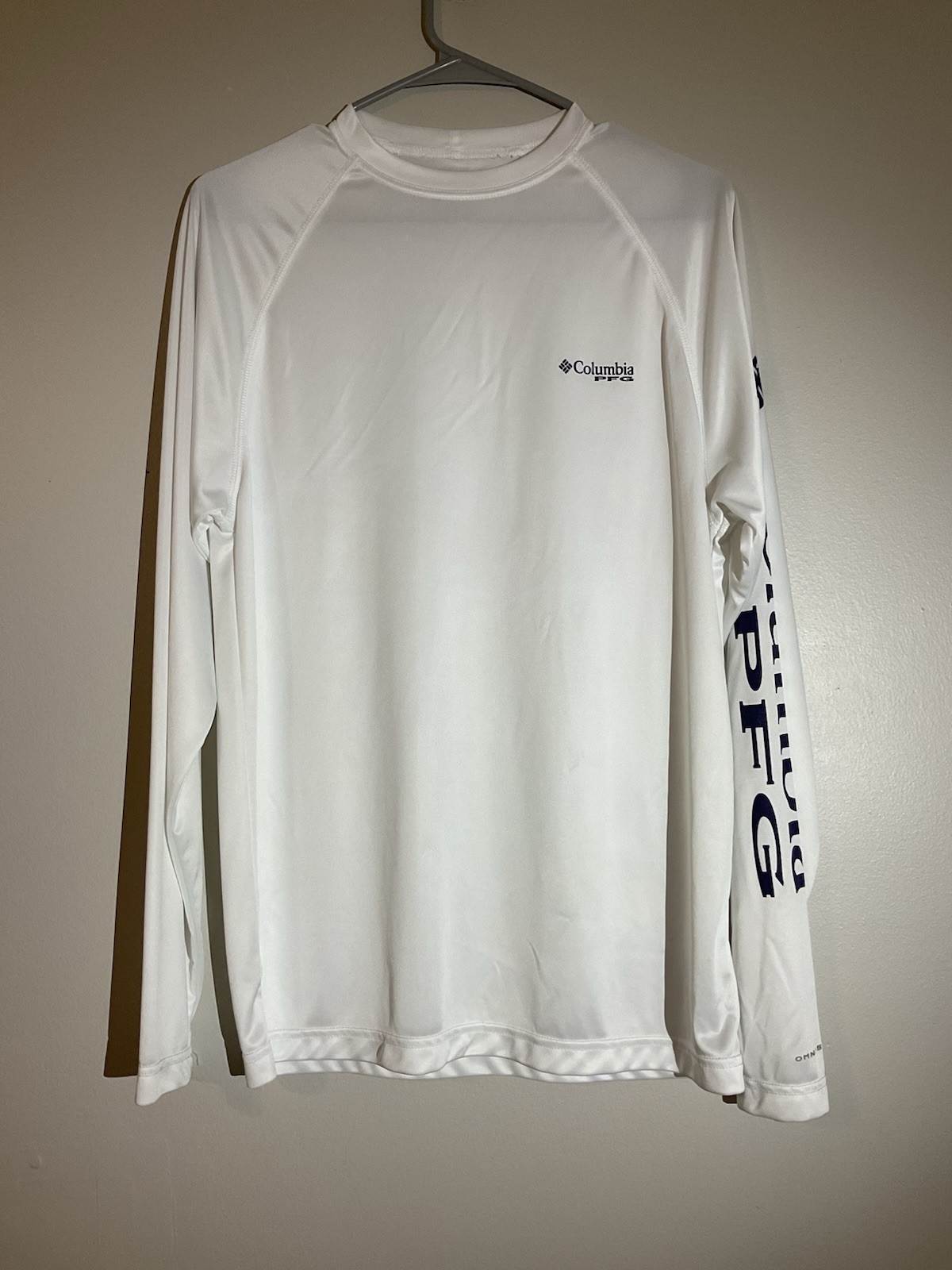 Columbia PFG Omni-Shade Men’s Long Sleeve Crew Neck T-Shirt Polyester S White