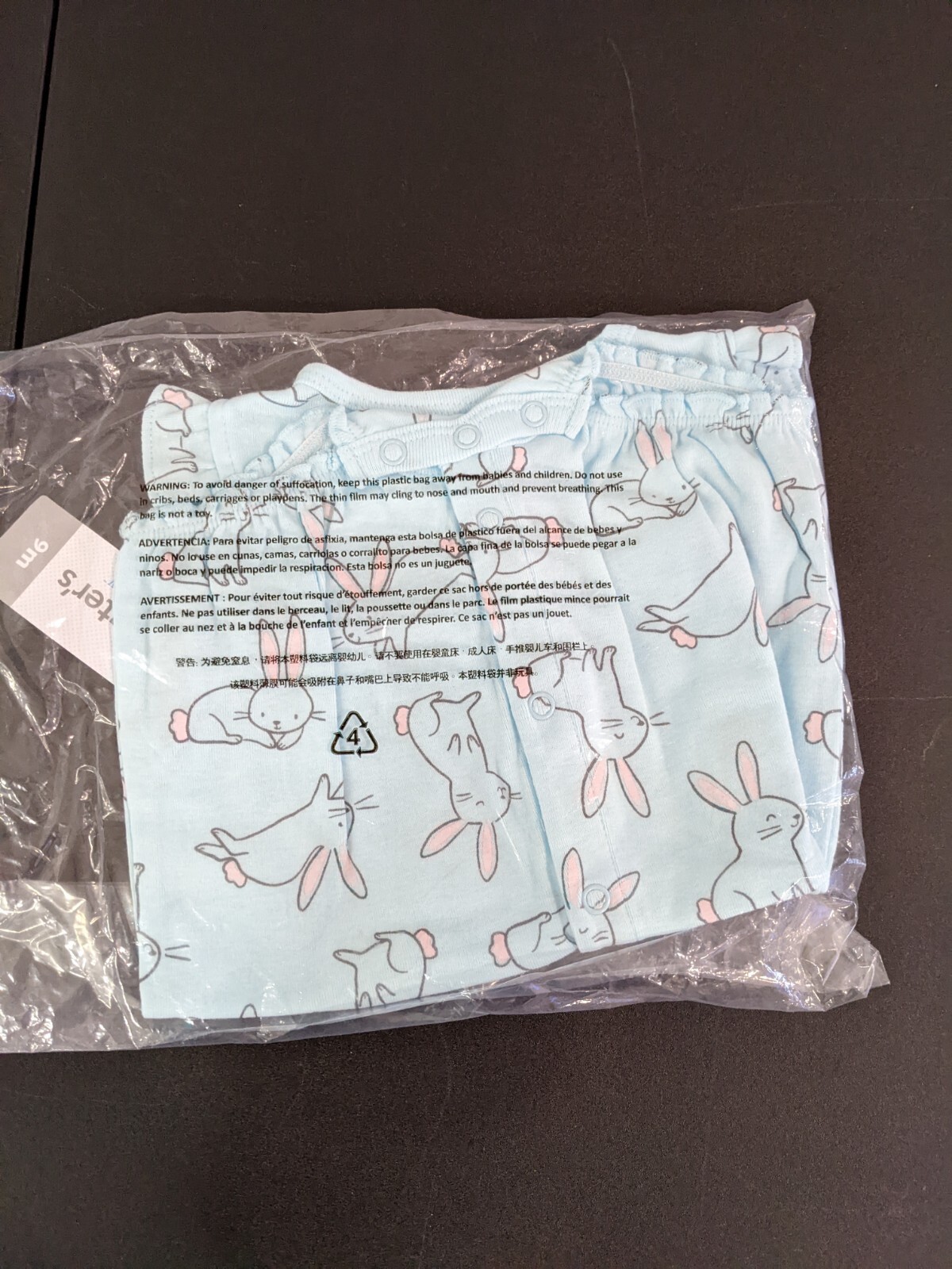 Brand New Carter’s Baby Girl 9 Months Bunny Romper Light Blue