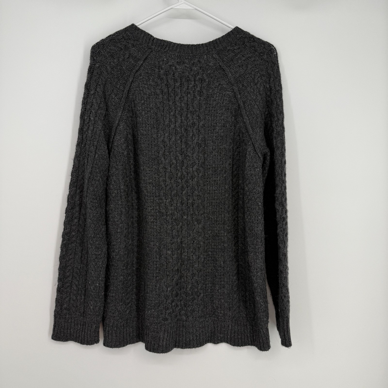 Vince Sweater Gray Cable Knit Wool Alpaca Pullover Cabincore Fisherman Womens M