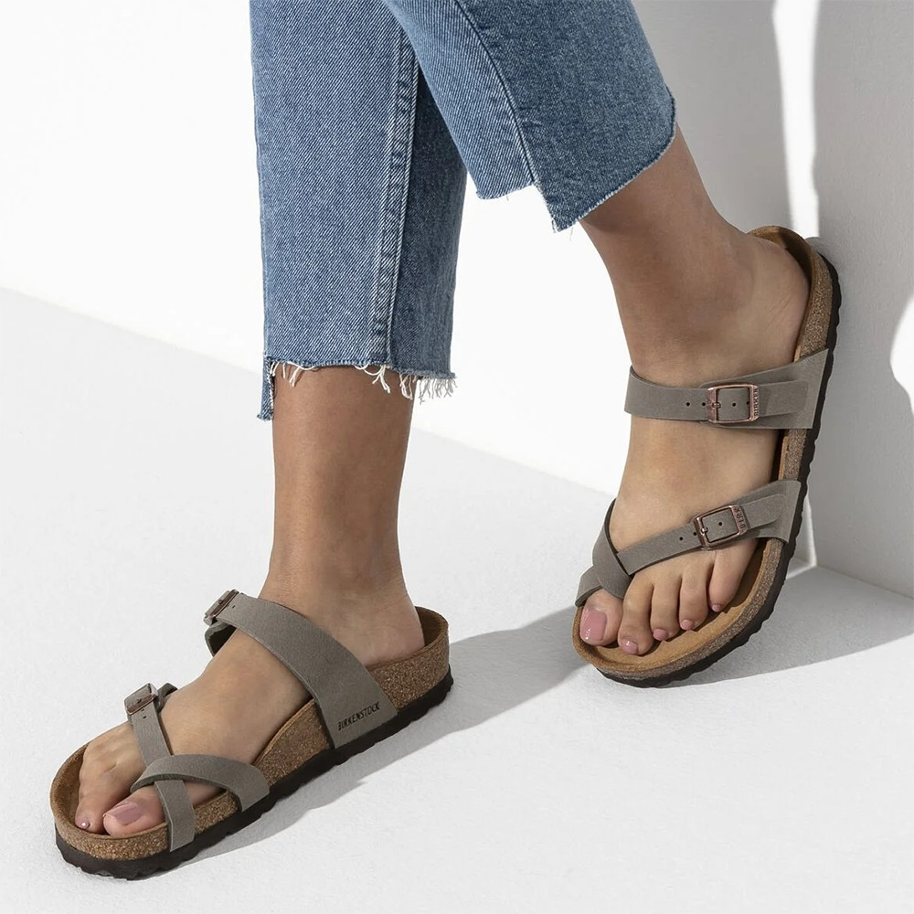 Birkenstock Mayari Flip Flops Soft Footbed Stone Birkibuc Sandal Women’s Shoes