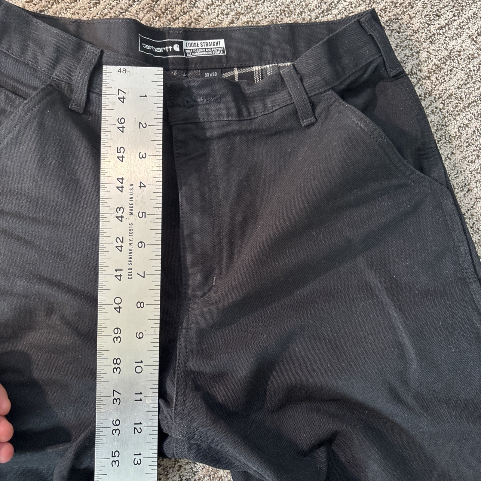 Men’s Carhartt Fleece Lined Double-Knee Pants Black 33×30