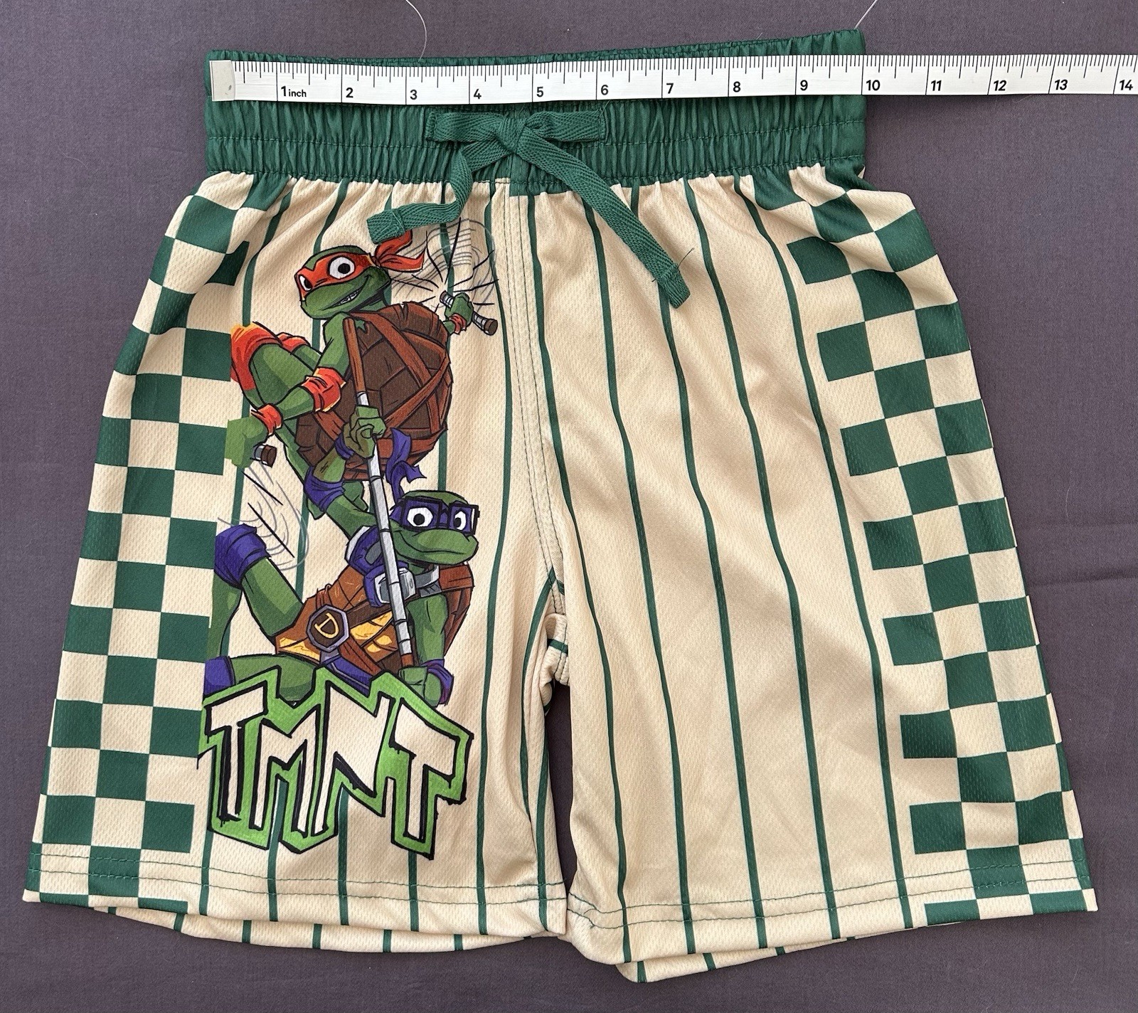 NWOT: Nickelodeon TMNT Boys 2-Pc Mesh Jersey & Shorts Set Size 6/7 Green/Beige