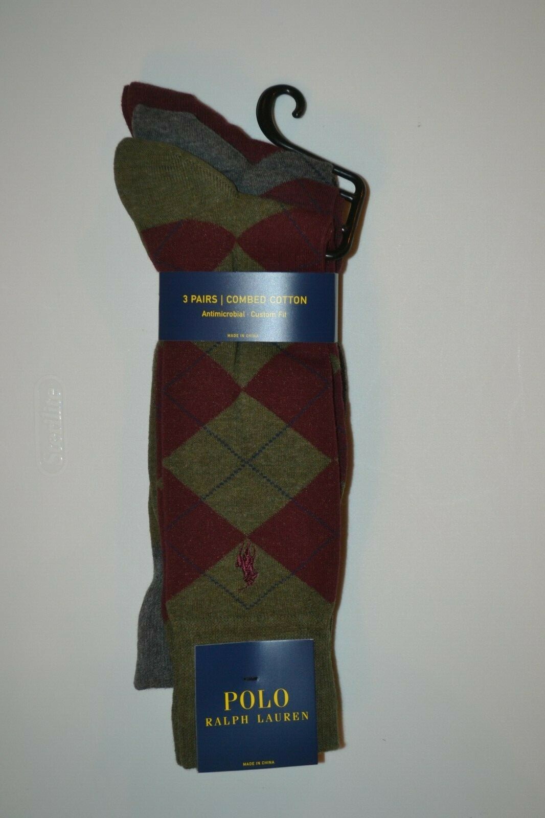Polo Ralph Lauren Argyle Crew Custom Fit Dress Socks Men’s Sock Size: 10-13 NIP!