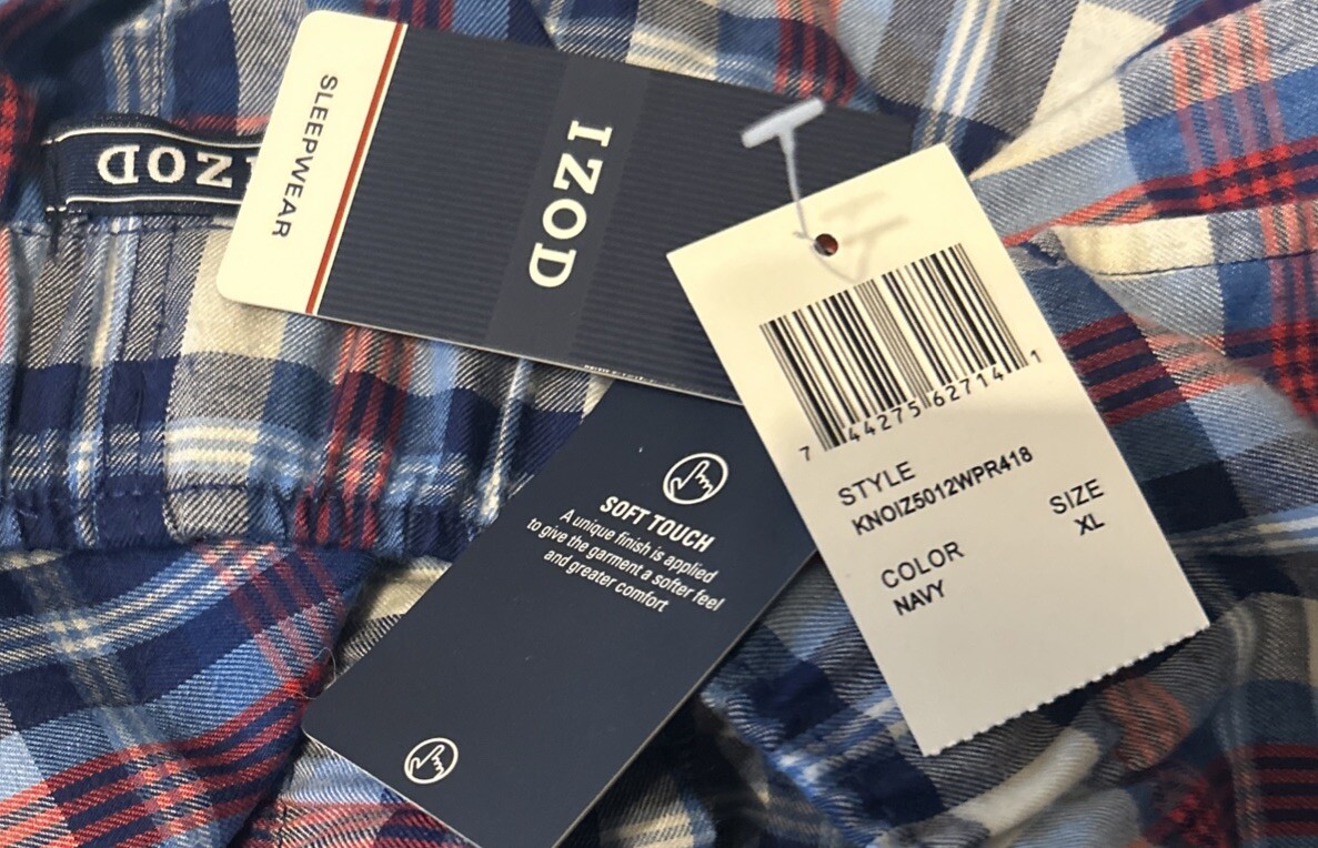 Mens Izod Sleepwear Shorts Plaid Lounge Sz XL Polyester Rayon New