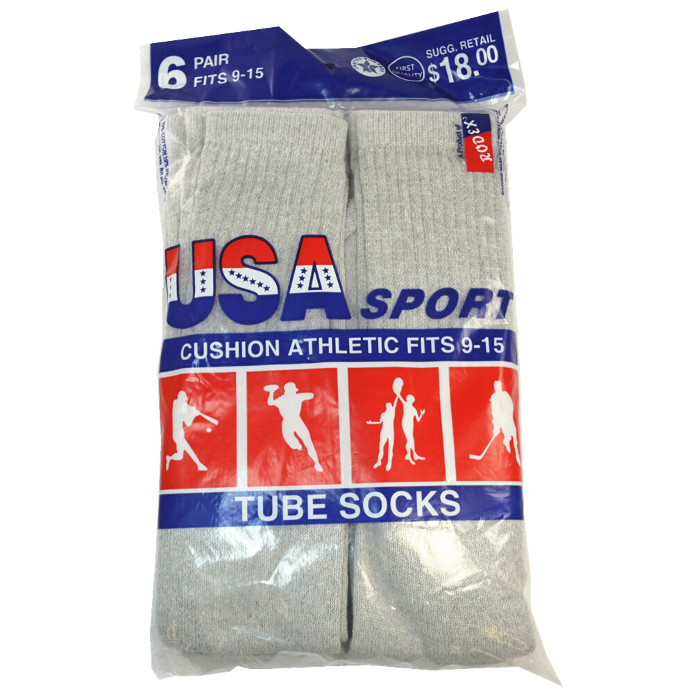 3-12 Pairs White Black Gray For Men Athletic Sports Cotton Tube Socks Size 9-15