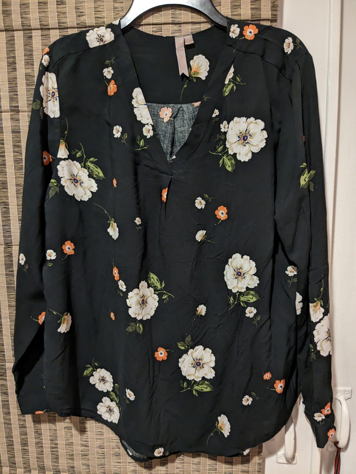 Brina & em Feminine Boho Cottage Core Floral Shirt Tab Sleeves Size L